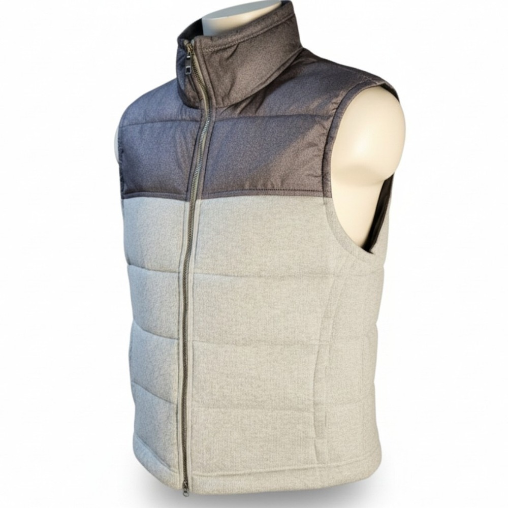 Banana Republic Vest Mens M Gray Padded Quilted Full Zip Puffer Waistcoat